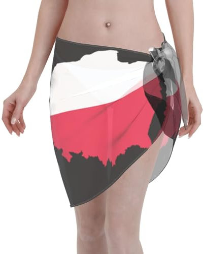 peiyeety 2018 Polen Flagge und Karte Frauen Kurzer Wickelrock Sexy Bikinikleid Strandschürze Badeanzug Schal Sarongs Schwarz