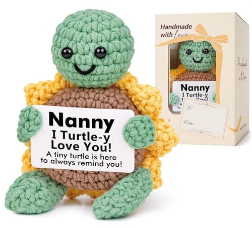 CheriGift Nanny Gifts, Nanny Birthday Gifts, Positive Handmade Crochet Sunflower Turtle Decor, Presents for Nana Nan On Mothers Day,Christmas,Birthday