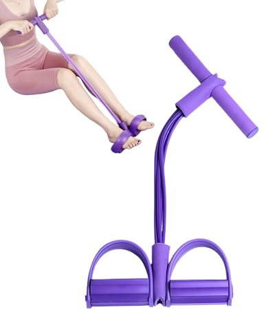 Fascia Fitness,4 Tubi Con Pedana Per Caviglie E Fascia Elastica - Maniglie E Corda Integrate, Attrezzo Per Addominali Ideale Per Donne Principianti E Allenamento Braccia Gambe