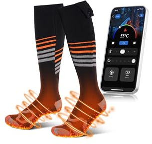 SOPPY Beheizte Socken Elektrische Heizsocken Unisex, Aufladbar Beheizbare Socken 6000mAh Wiederaufladbare Heated Socks, Thermosocken Fußwärmer Warmsocken Wintersocken für Skifahren Wandern Outdoor
