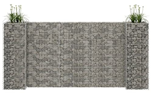 Rostfreies Gabionen-Pflanzgefäß aus Stahldraht, stabiles Hochbeet und Blumenkübel als Gartenbegrenzung, witterungsbeständiger Drahtkorb für Steine und Kies, einfach
