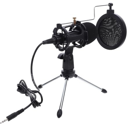 CLISPEED Microphone Condensateur Plug and Play Alliage D'aluminium et Caoutchouc 3,5mm de Bruit pour Enregistrement et Voix Off pour Ordinateur de Bureau