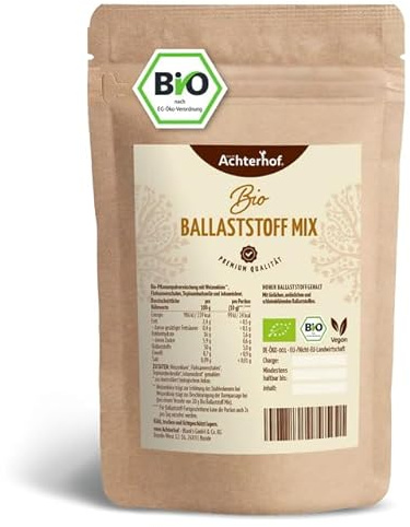 Bio Ballaststoff Mix 250g | aus Flohsamenschalen, Weizenkleie, Topinamburknolle und Johannisbrotmehl | zur Unterstützung der Verdauung | Achterhof