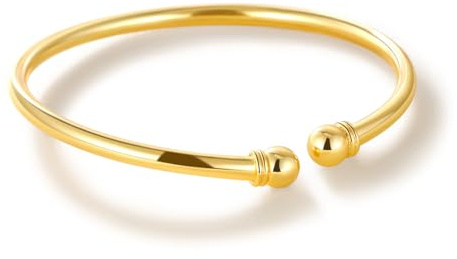 U7 Cuff Bangles for Women, Gold Cuff Bracelet Silver Bangle for Men, Unisex Simple Open Bracelets, Women's Elegant Hand Jewellery Gift for Her, Adjustable Diam 2.6inch Fit Wrist 6.5inch -7.5inch