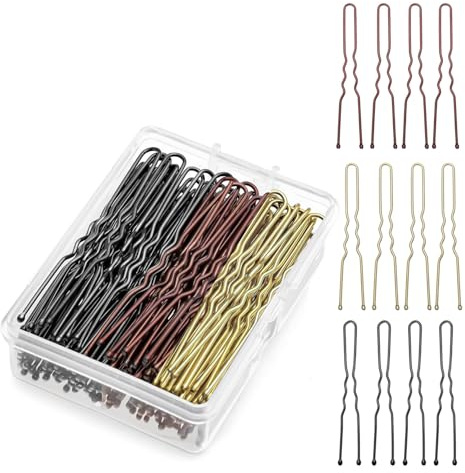 Generic Horquillas en forma de U 300-900 piezas, moños de 5 cm con pasadores ondulados para recogidos con caja para mujeres y horquillas para chicas