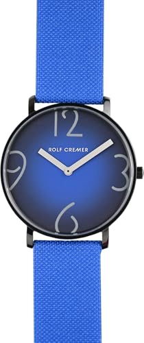 Rolf Cremer Flat 44 V Armbanduhr, Blau, Edelstahl, 44 mm, Quarzwerk, Recyceltes Kunststoffband mit Kork, 3 Bar Wasserdicht