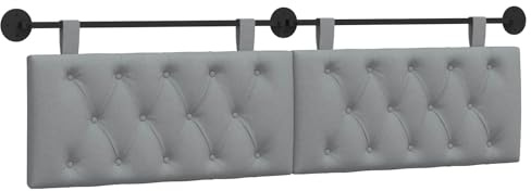 vidaXL Hängendes Kopfteil Hellgrau Stoff, Moderner rechteckiger Wandkopfteilen, gehängtes gepolstertes Design, gemütliche Rückenlehne für Schlichte Schlafzimmerdekoration
