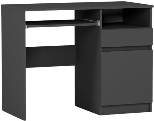Framire Schreibtisch N-35 Rechts Anthrazit 90x50x77 cm – Kleiner Computertisch mit Schrank, Schreibtisch für Büro, Jugendzimmer & Home-Office, Modern N-35