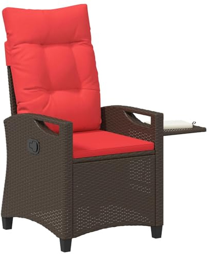 vidaXL Verstellbarer Gartenstuhl 56 x 60 x 112 cm Stahl, Stylischer Garten- und Terrassenstuhl, Verstellbarer Liegesessel, Rattan-Look, bequemer Lounger, klappbarer Tisch