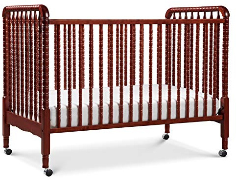 DaVinci Jenny Lind 3-in-1 Convertible Crib in Rich Cherry, Removable Wheels, Greenguard Gold Certified
