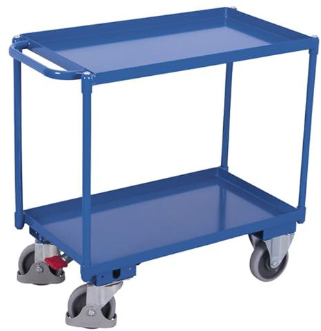 Tischwagen mit 2 Ladeflächen RAL5010 Enzianblau Bürowagen Aktenwagen Etagenwagen