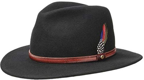 Stetson Rantoul Traveller Hut Outdoor Wollfilz Asahi Guard Damen Herren Sommer Winter schwarz S (54-55 cm)