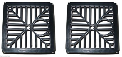 2 X BLACK PLASTIC SQUARE DRAIN GULLEY GRID COVER 150MM 6 INCH