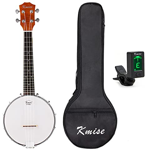 Kmise Banjo Ukulele LGPREM 4 Saiten Ukulele Konzert 23 Zoll Größe Sapele mit Tasche Stimmgerät
