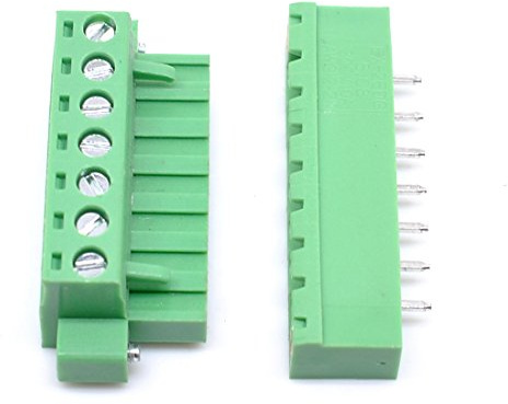 Oiyagai 10 Pezzi Connettori Morsettiere PCB 7 Poli Passo 5,08mm, Tipo a Vite Plug-in, 300V 15A per Elettronica Fai-da-Te, Automazione e Sistemi di Controllo