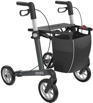 Rehasense Server Aluminium Leichtgewichtrollator anthrazit L - 62 cm TPE-Bereifung