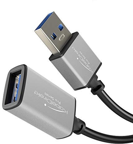 KabelDirekt – USB A 3.0 extension cable – 2m – (USB A connector to USB A female connector, suitable for all USB A ports, black/space grey) – PRO Series