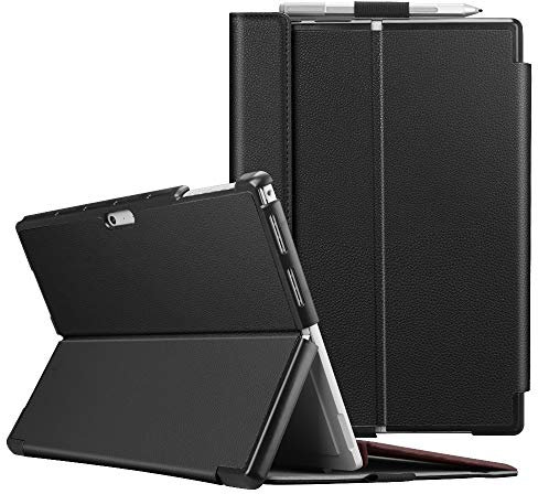 Fintie Hülle für Microsoft Surface Pro 7/7 Plus / 6/5, Business Schutzhülle mit Harter Schale, anpassbarer Betrachtungswinkel, Kompatibel mit Type Cover Tastatur, Schwarz