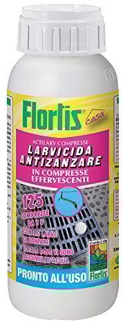 LARVICIDA ANTIZANZARE 125 COMPRESSE FLORTIS PROTEZIONE CASA ZANZARE INSETTI PIANTE GIARDINO