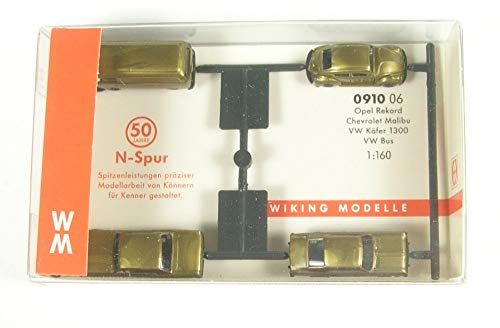Wiking 091006 DREI Pkw und EIN Kleinbus 50 Jahre, Gold; Miniaturmodell 1:160 (Spur N), Kein Spielzeug