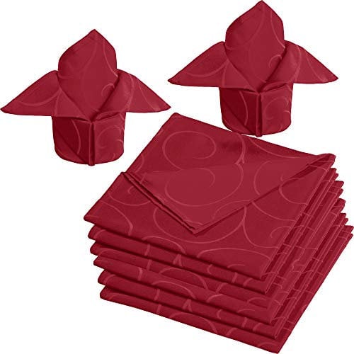 Erwin Müller Stoff-Serviette Oberhausen 8er- Pack, Jacquard Ranken Rubin Größe 50x50 cm - pflegeleicht, bügelleicht