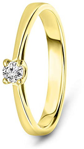 MIORE Ring Damen 0.10 Ct Solitär Diamant Verlobungsring aus Gelbgold 14 Karat / 585 Gold, Schmuck
