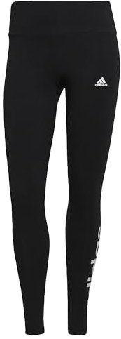 adidas Damen Essentials High-Waisted Logo Leggings, Black / White, L