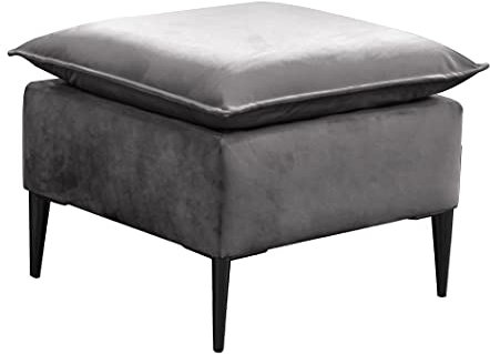 RAVIO Polsterhocker Paris Moderner Sitzbank mit Kissen als Sitz Quadratisch Sitzhocker Stilvoll Hocker mit Metallfüße Wohnzimmerhocker Glamour Design Fußbank (Tiffany 15 + Schwarze Beine)