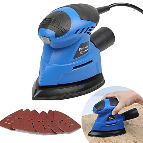 Palm Sander, Mouse Detail Sander for Wood, 130W 12,000RPM Electric Power Sander, Compact Handheld Random Orbital Sander for Sanding and Polishing, with 6 Free Sanding Sheets & Dust Extraction Port