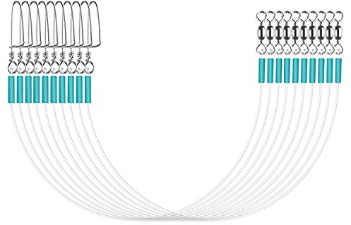 Luroad 20pcs Fluorocarbon Fishing Leaders Line, Pre Tie Saltwater Fishing Leader con Swivels Snaps Crimps per la linea di pesca Lures Ganci dell'esca (blu-20 pezzi, 50 cm - 9,1 kg)