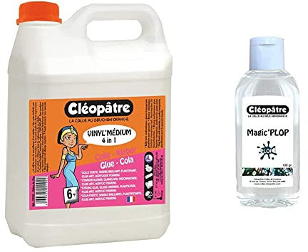 Cléopâtre - Vinyl'Médium Acrylic Pouring 5L & Magic'Plop 100ml - Adhésif Transparent pour Acrylic Pouring et Fluid Art