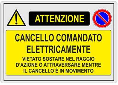 Social Crazy - Segnale Modern Professionale Argento 20x31 cm - Cancello comandato elettricamente - Alluminio - Avvertimento