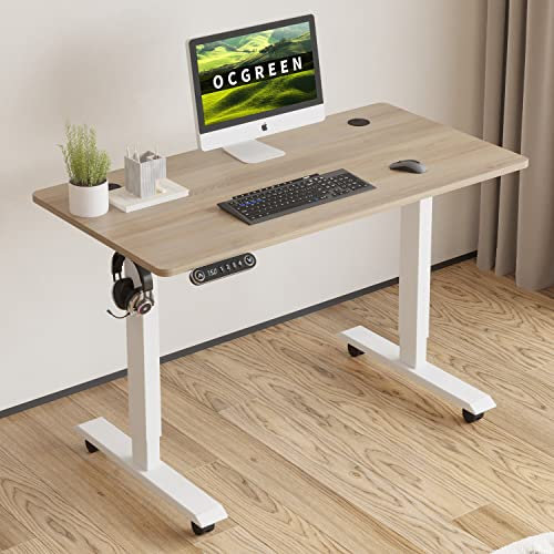 OCGREEN Elektrisch höhenverstellbarer Stehpult, Stehpult, Splice Board Home Office Computer Stehtisch Ergonomischer Schreibtisch (Eiche, 120x60CM)