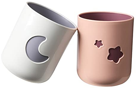 Khanjuan Moon&Stars Couple Toothbrush Cup 2Pcs,13.5ozTwo-Color Thickened Drinking Mug,Exquisite Toothbrush Holder (Moon&Stars)