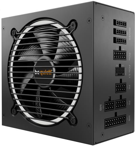 be quiet! Pure Power 12 M 750 W, Compatible con ATX 3.1 y PCIe 5.1, 80 Plus Gold, Fuente de alimentación Modular, Cable 12V-2x6 Incluido, Ventilador be quiet! de 120 mm, BN343
