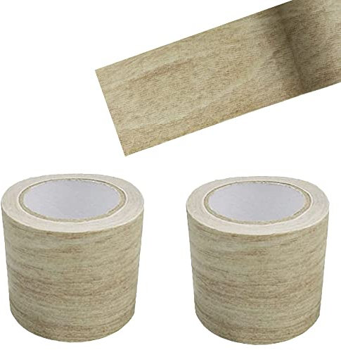 2 Rotoli di Nastro Adesivo Effetto Legno, Riparazione Realistica Delle Venature del Legno, Autoadesivo, per Battiscopa Morbidi, Laminato, Porte, Bordi, Pareti, Mobili, Grigio Chiaro (8 cm x 4,57 m)