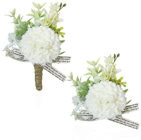 Weyying 2 Stück Boutonniere Und Handgelenk Blume, Boutonniere Bräutigam, Boutonniere Braut, Hochzeit Boutonniere Blumen, Boutonniere Und Handgelenk Blume, für Hochzeit, Tanz, Bankett, Dekoration