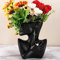 Creative Visage Vases Décoration, MENAYODA Moderne Vase Visage Statue En Céramique Pot de Fleurs Tête Ornement Art Décoration Maison Vases à Fleurs pour Herbe de la Pampa Salon Chambre (Noir)