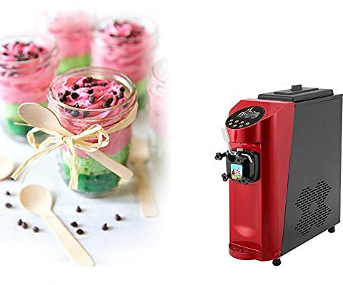 Macchina per Gelato Soft Commerciale da 16 l/h, gelatiera Automatica da Tavolo da 1000 W, Morbidezza del Gelato Regolabile, Arancione, 68 x 24 x 71 cm (Rosso)
