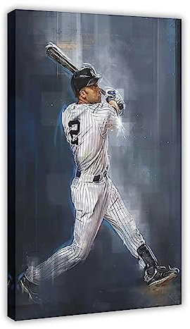Derek Jeter Baseball-Poster, Schule, Schlafsaal, Junge, Sportkunst, Leinwand, Poster, Schlafzimmer, Dekoration, Sport, Landschaft, Büro, Raumdekoration, Geschenkrahmen, 60 x 90 cm