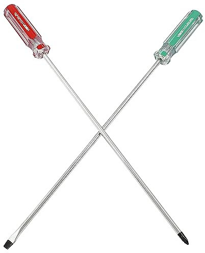 Hitefu 2 destornilladores largos, destornillador Phillips de 10 pulgadas y ranurado, juego de destornilladores largos de cabeza plana fiable para uso profesional (punta de 5 mm)