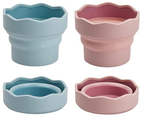 Pinsheng 2 Stück Malerei Pinsel Waschen Eimer Silikon Faltbarer Malerei Wasserbecher Pinsel Waschen Eimer Pinselreiniger Waschen Eimer Pinsel Halter für Drinnen und Draußen Malerei