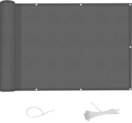 AXT SHADE Balkon Sichtschutz Wetterfest 80x300cm Balkonverkleidung Balkonabdeckung Balkonbespannung Blickdichte Windschutz und UV-Schutz mit Kabelbinder für Balkongeländer-Anthrazit