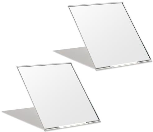 OSDUE Reisespiegel Taschenspiegel Klein Kosmetikspiegel Handspiegel, Mini Schminkspiegel, Klappbar Reisespiegel, Kleiner Spiegel für Reisen/Büro/Rasieren/Camping und Make-up, 2pcs 7 * 6cm