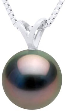 Pearls & Colors - Collier Perle de Culture de Tahiti Ronde - Qualité A + - Or 750 Millièmes (18 cts) - Chaîne Offerte - Bijou Femme