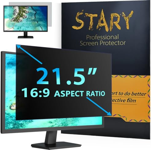 STARY Computer Privacy Screen 21.5 Inch for Widescreen 16:9 Monitor and Laptop - Anti-Glare - Anti-Scratch Protector Film - Data Confidentiality Shield [1 Pack]