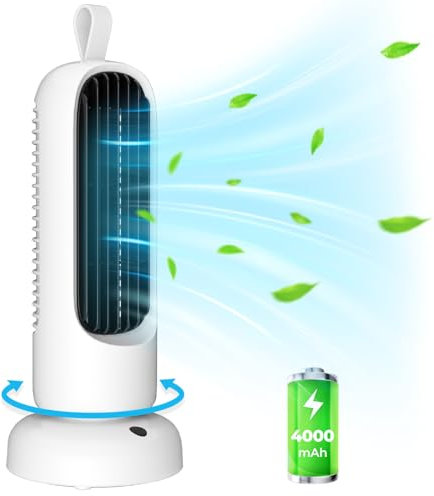 HOMETOP 12'' Tower Fan, Desk Fan with 3 Speeds and 70° Oscillation, Portable and Compact, Quiet Cooling Fan for Home Office Desktop Fan