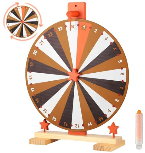 Glücksrad, 37 cm Glücksrad für Spiele, mit Personalisiertem Lotterierad, 24 Slots, Trocken Abwischbares Glü-cksrad, 24 Bunte Schlitze, Spiel mit fünf Farben, Rad für Unterrichtsaktivitäten