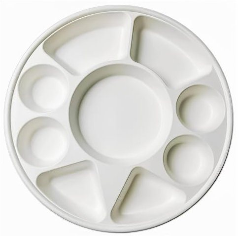 Tezraftaar® 20 x Bagasse Compartment Plates 12 (30cm) White Biodegradable 9 Section Plates for Picnic Traveling Catering Camping Parties Supply