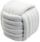 Rebecca Mobili Moderner Pouf, Knäuel-Pouf, Weiß, Polyesterstoff MDF, Originelles Design, Fußbank, für Wohnzimmer - Maße HxBxT: 45 x 50 x 50 cm - Art. RE7050